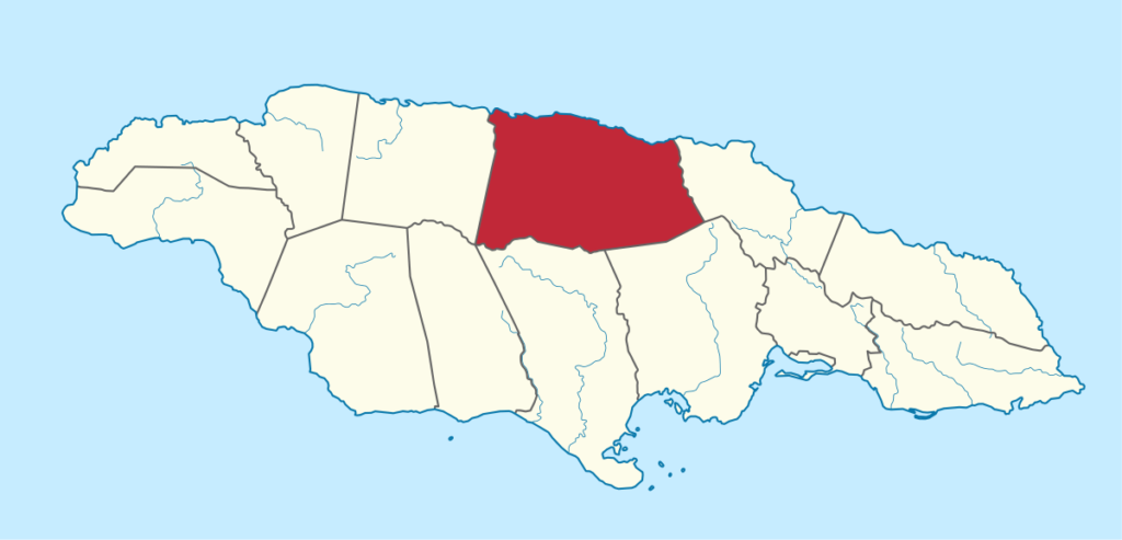 Map of Jamaica, St, Ann Highlighted